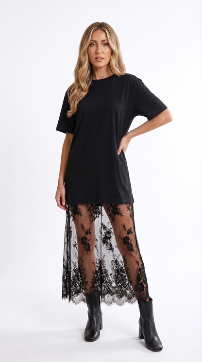 Clara T-Shirt & Lace Maxi Skirt